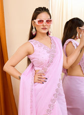 Astute Looking Saree in Pink Colour